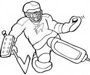 Coloriage Gardien de Hockey intercepte la balle