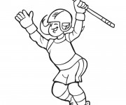 Coloriage Joueur de Hockey heureuse