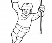 Coloriage Joyeux Joueur de Hockey