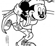 Coloriage Mickey Mouse joue au Hockey