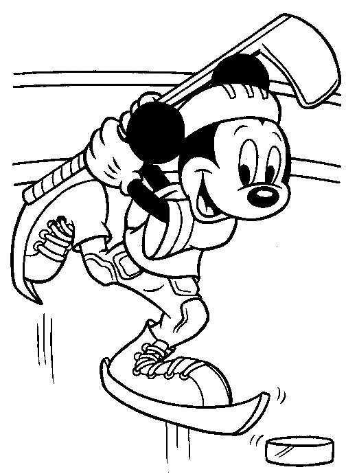Coloriage et dessins gratuits Mickey Mouse joue au Hockey à imprimer