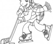 Coloriage Tortue joue au Hockey