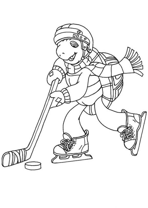 Coloriage et dessins gratuits Tortue joue au Hockey à imprimer
