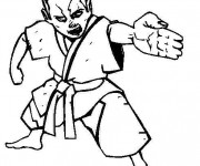 Coloriage art martial enfant en attaque