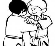 Coloriage Combat entre Judokas enfants