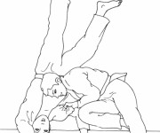 Coloriage Combat Judo stylisé