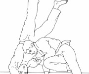 Coloriage Combat Judo stylis&eacute;
