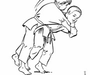 Coloriage Deux Judokas en combat