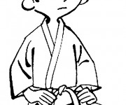 Coloriage Fille portant Kimono de Judo