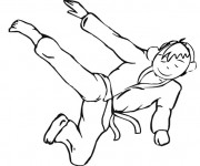 Coloriage Jeune Judoka s'entra&icirc;ne