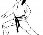 Coloriage Judo femme en noir et blanc