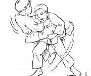 Coloriage Judo maternelle en noir
