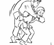 Coloriage Judo technique Ippon