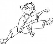 Coloriage Judoka &eacute;carte les jambes