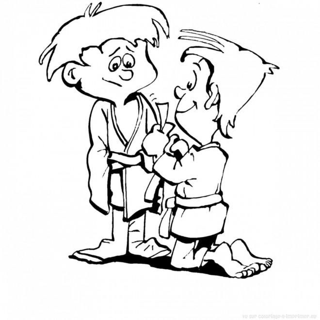 Coloriage Judoka et kimono de Judo dessin gratuit à imprimer