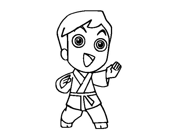 Coloriage et dessins gratuits Petit Judoka mignon à imprimer