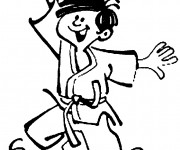 Coloriage Enfant heureux en Kimono