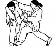 Coloriage Femme face à un homme Karaté