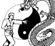 Coloriage Judoka et Le Dragon