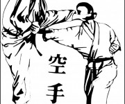 Coloriage Karaté en noir à télécharger