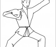 Coloriage Karaté levant les mains