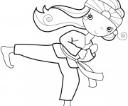 Coloriage Petite fille qui porte Kimono de Karaté