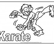 Coloriage Singe et techniques de Karaté