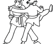 Coloriage Un Combat de Karaté enfants