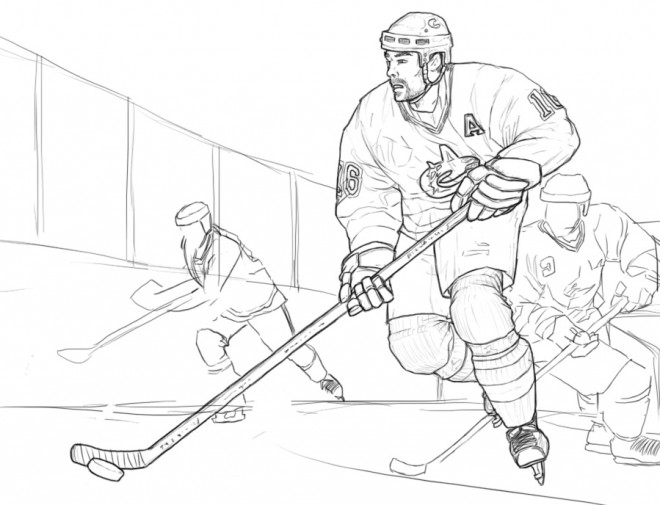 Coloriage Match De Hockey Sur Glace Au Crayon Dessin Gratuit