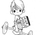 Coloriage Enfant mignon et la Musculation