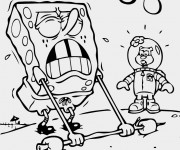 Coloriage et dessins gratuit Spongebob Musculation à imprimer