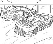 Coloriage Deux voitures Daytona Chevrolet Camaro Nascar