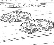 Coloriage Deux voitures Nascar en concurrence