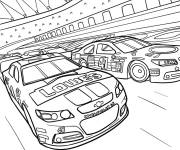 Coloriage La Course Nascar et les voitures sont sur la piste