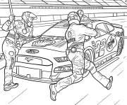 Coloriage Voiture NASCAR en arrêt au stand pendant la course