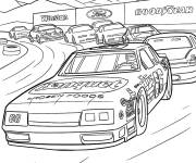 Coloriage Voitures de Nascar en compétition pour la première place