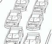 Coloriage Voitures de Nascar pr&ecirc;ts pour la course