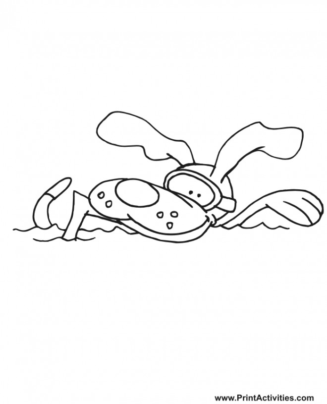 Coloriage et dessins gratuits Chien nageur à imprimer