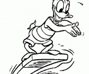 Coloriage Donald Duck dans le piscine