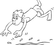 Coloriage Plongeon dans la piscine