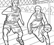 Coloriage Deux joueurs de basket-ball en comp&eacute;tition NBA