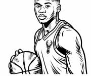 Coloriage Giannis Antetokounmpo avec le ballon