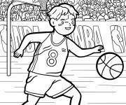 Coloriage Jeune enfant jouant au basket-ball