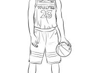 Coloriage et dessins gratuit Jimmy Butler joueur de la NBA avec la balle à imprimer