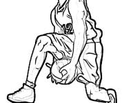 Coloriage et dessins gratuit Joueur de la NBA se pr&eacute;pare pour le Dunk à imprimer