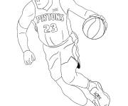 Coloriage Joueur de NBA en dribblant