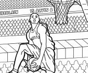 Coloriage Kobe Bryant fait un dunk sous la jambe