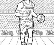 Coloriage LeBron James joue sur le terrain