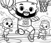 Coloriage LeBron James kawaii