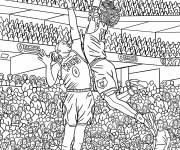 Coloriage Un joueur de basket-ball fait un dunk sur un joueur